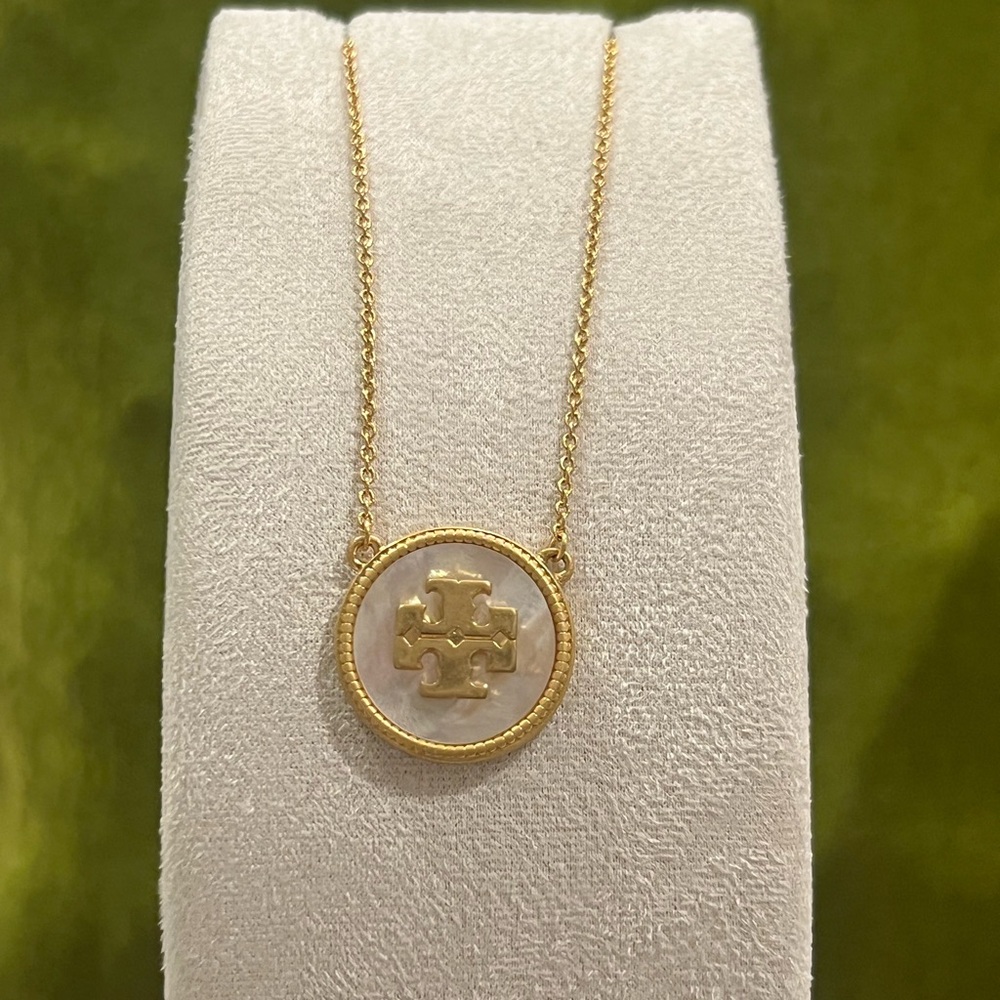 Tory Burch Mother of Pearl Logo necklace
